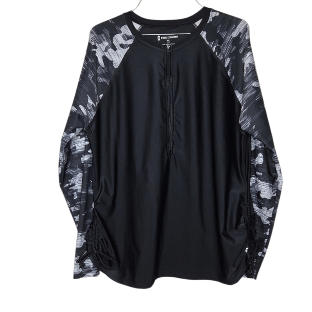 Free Country Woman's Black Half Zip Rash Guard Size XXL (18)